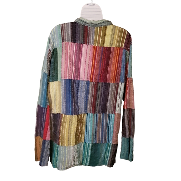 AGAN TRADERS madras patch colorful top - Picture 3 of 11